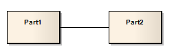 A UML Connector between two parts. A UML Connector between two parts.