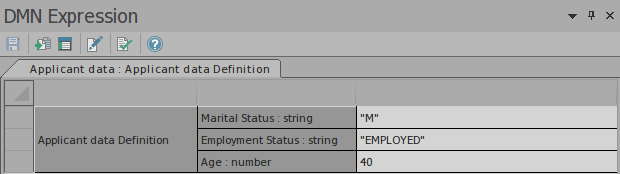 An example of setting the DMN Expression for an InputData DMN element using Sparx Systems Enterprise Architect.