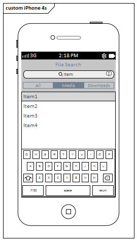 Example iPhone 4s Wireframe (vertical aspect) in Sparx Systems Enterprise Architect