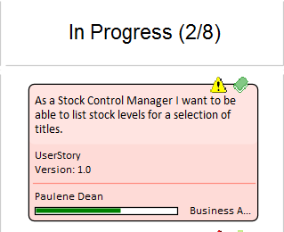 A single user story element shown on a Kanban Diagram in Sparx Systems Enterprise Architect. A single user story element shown on a Kanban Diagram in Sparx Systems Enterprise Architect.