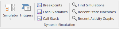 Part of the Simulate ribbon in Sparx Systems Enterprise Architect.