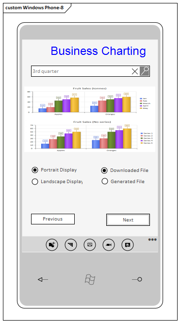 Example Windows Phone-8 Wireframe diagram in Sparx Systems Enterprise Architect