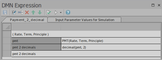 A DMN Expression using Boxed Content as modeled in Sparx Systems Enterprise Architect.