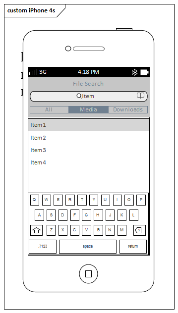 Example iPhone 4s Wireframe (vertical aspect) in Sparx Systems Enterprise Architect