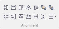 Part of the Layout ribbon in Sparx Systems Enterprise Architect.