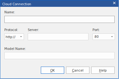 The Cloud Connection dialog