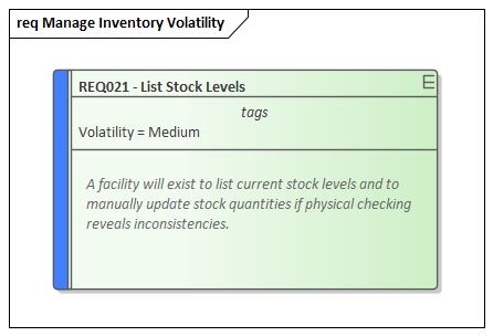 Example Requirement element showing notes, modeled in Sparx Systems Enterprise Architect