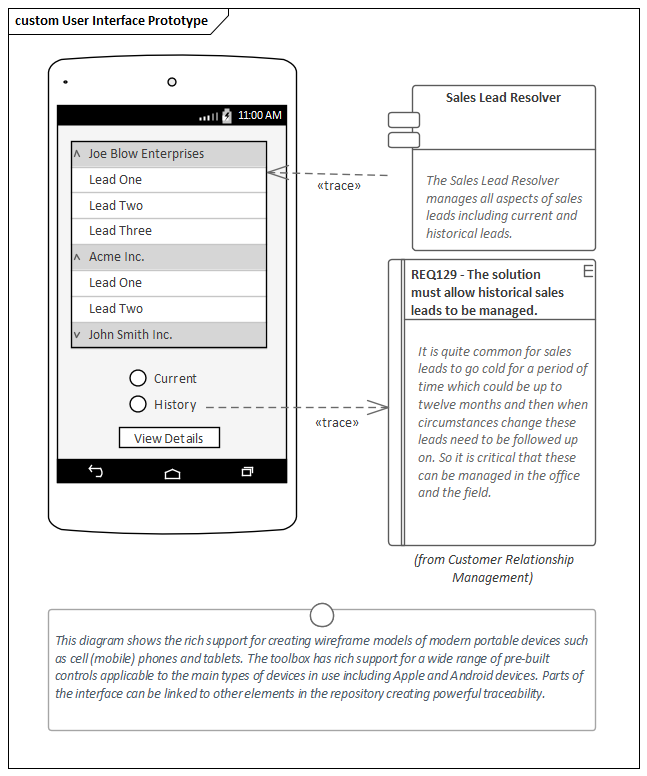 Business Analysis tool, User Interface Wireframing in Sparx Systems Enterprise Architect