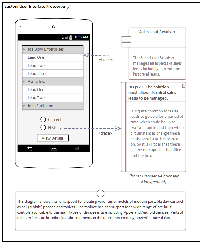 Business Analysis tool, User Interface Wireframing in Sparx Systems Enterprise Architect