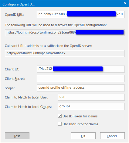 The OpenID configuration settings for Azure The OpenID configuration settings for Azure