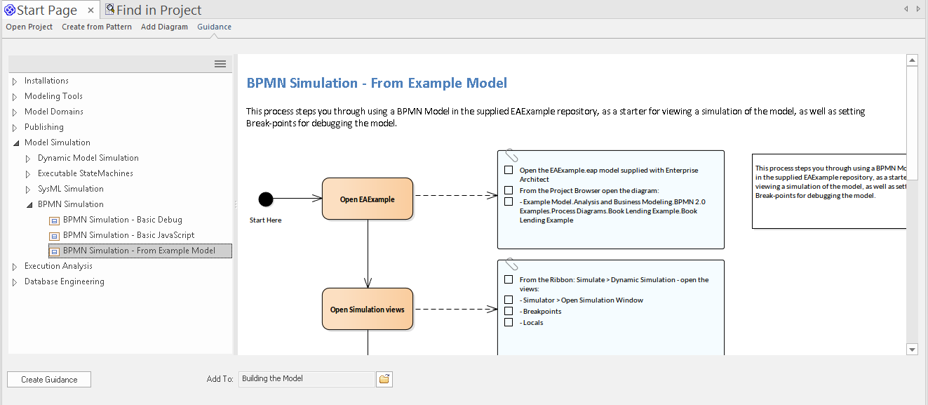 Showing the Process Guidance Pattern dialog in Sparx Systems Enterprise Architect.