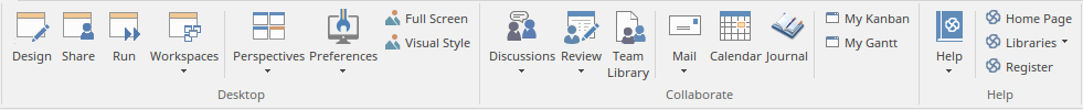 Part of the Start ribbon in Sparx Systems Enterprise Architect. Part of the Start ribbon in Sparx Systems Enterprise Architect.