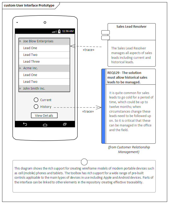 Business Analysis tool, User Interface Wireframing in Sparx Systems Enterprise Architect
