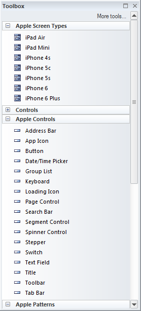 Diagram toolbox for Apple wireframe diagrams in Sparx Systems Enterprise Architect. Diagram toolbox for Apple wireframe diagrams in Sparx Systems Enterprise Architect.