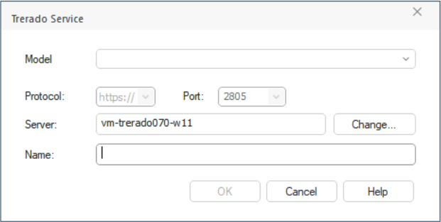 Trerado Service configuration dialog Trerado Service configuration dialog