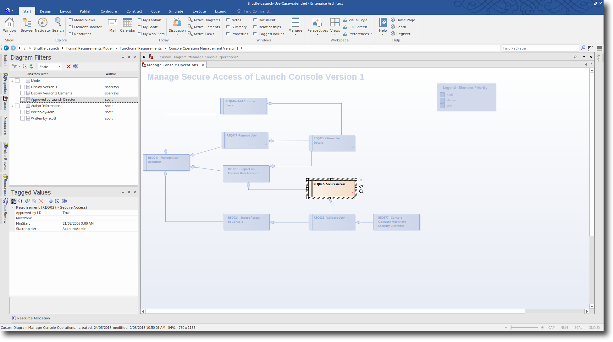 Enterprise Architect 13: Diagram Filtering - Applying a diagram filter for a Tagged Value