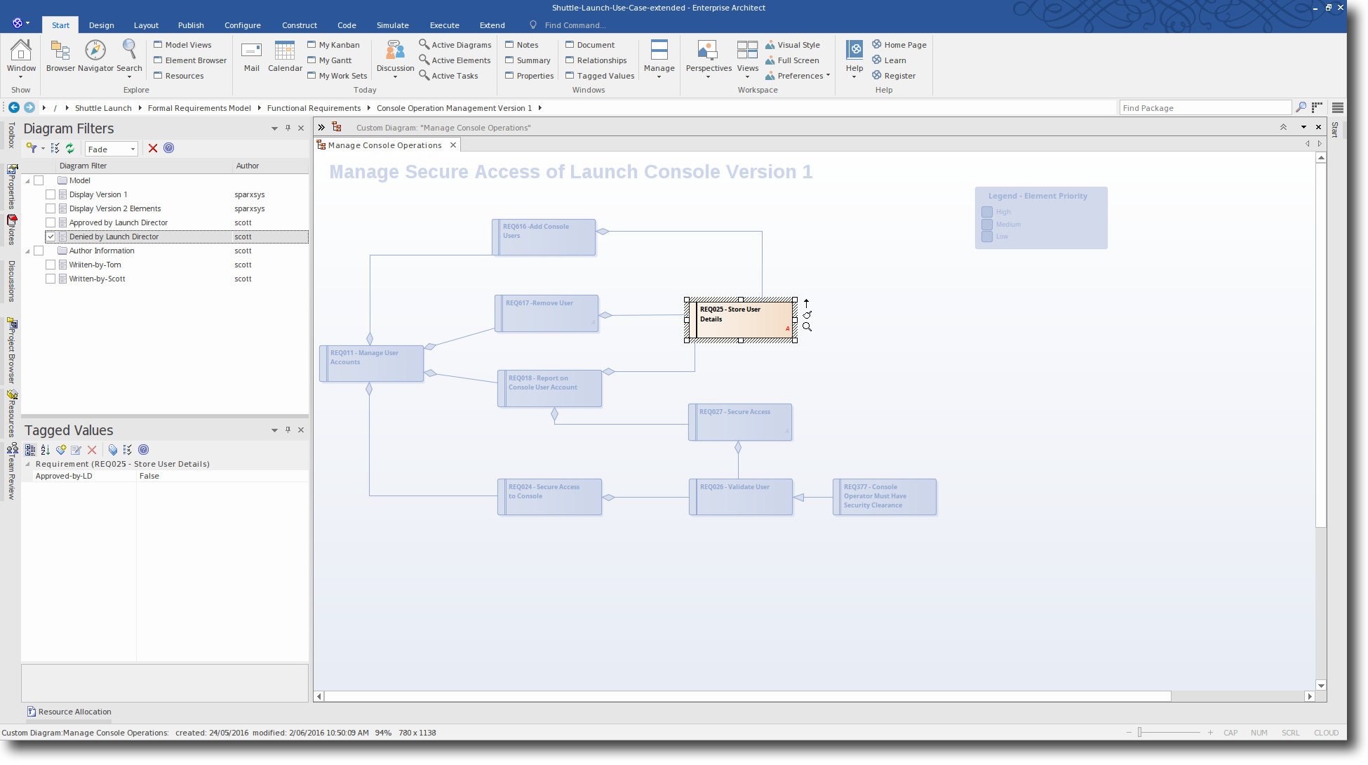 Enterprise Architect 13: Diagram Filtering - Applying a diagram filter for a Tagged Value