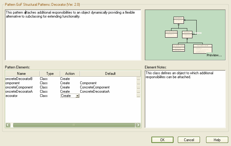 Add Pattern Elements dialog